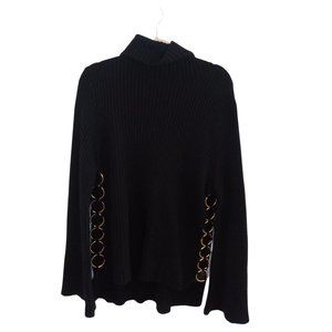 Rachel Zoe Black Turtleneck Sweater with Gold Accents